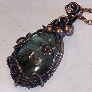 NWT DebbyTammy 18”necklace handmade Labradorite oval stone